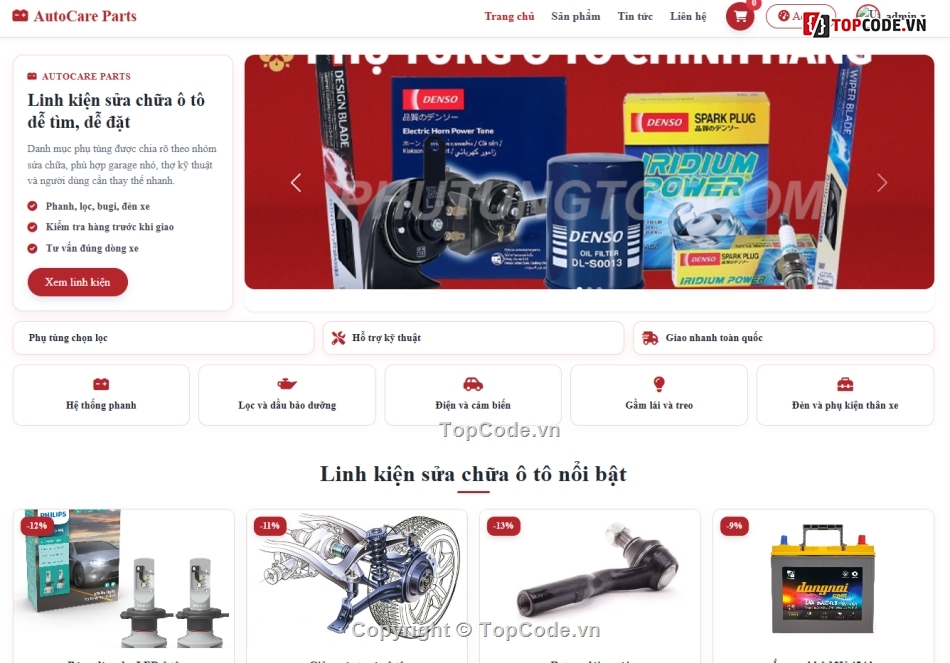 web bán linh kiện,website bán ô tô,website